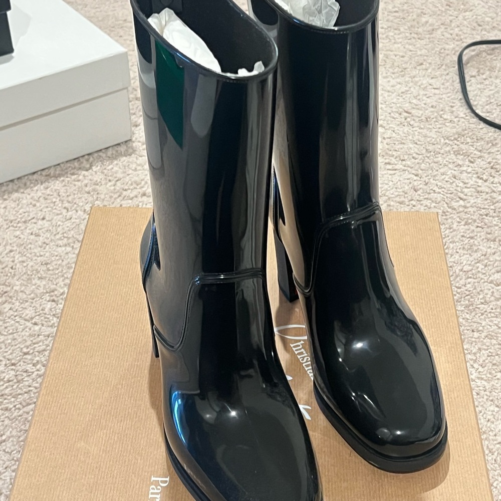 Christian Louboutin Black Heeled Boots Sleek Design